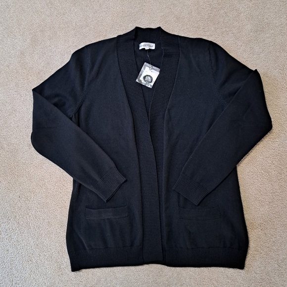 Northern Reflections Black Cardigan Women's Medium Cotton Sweater - Picture 11 of 11